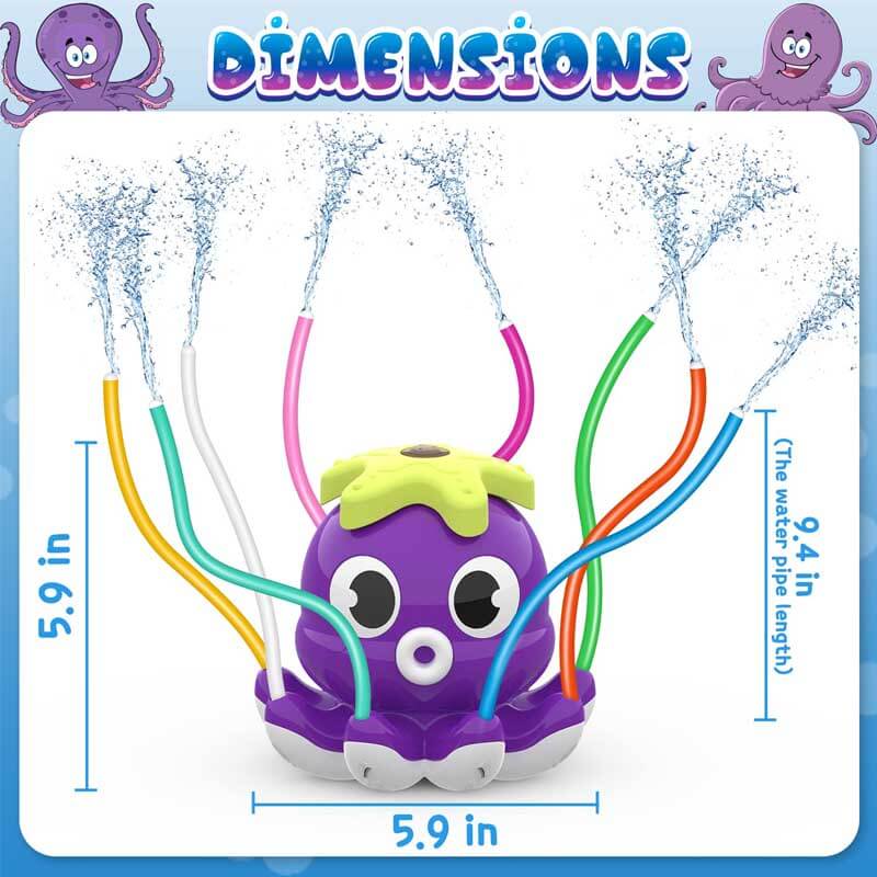 Fidtoy Octopus Water Sprinkler for Kids Backyard Summer Outdoor Water Toy with 360° Spray Fun Lawn Cooling Play for Toddlers Children Family Use