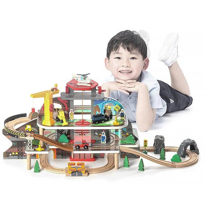 Juego de tren de dinosaurios Fidtoy, juego de 5 piezas con tren móvil y dinosaurios