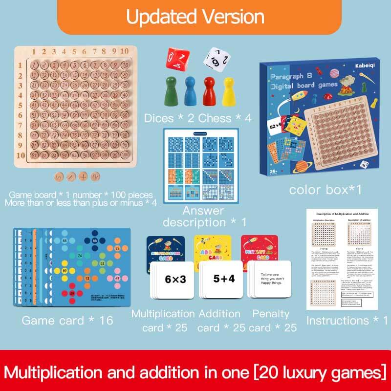 Fidtoy Wooden Math Multiplication & Addition Board – Montessori Educational Toy for Kids 3+