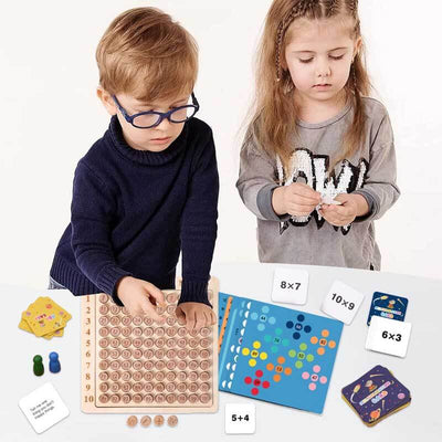 Fidtoy Wooden Math Multiplication & Addition Board – Montessori Educational Toy for Kids 3+