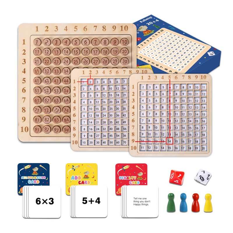 Fidtoy Wooden Math Multiplication & Addition Board – Montessori Educational Toy for Kids 3+