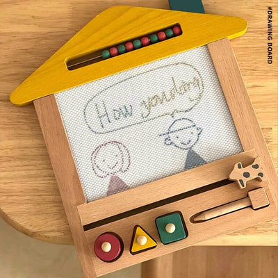 Fidtoy Wooden Magnetic Drawing Board for Kids 3+ Reusable Doodle Toy