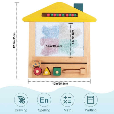 Fidtoy Wooden Magnetic Drawing Board for Kids 3+ Reusable Doodle Toy