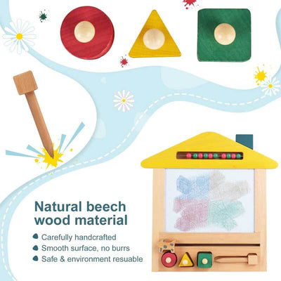 Fidtoy Wooden Magnetic Drawing Board for Kids 3+ Reusable Doodle Toy