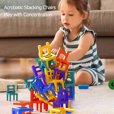 Fidtoy 96PCS Chair Stacking Game for Kids | Hand-Eye Coordination & Fine Motor Skills
