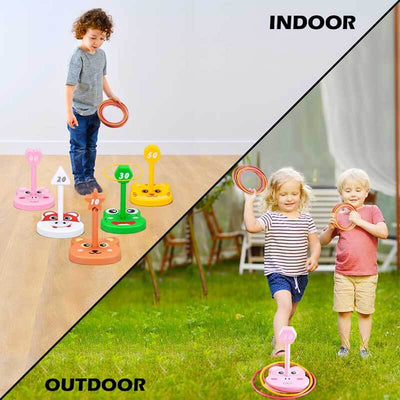 Fidtoy 42PCS Juego de Lanzamiento de Aros y Bolsas de Frijoles para Niños 3+ | Juguete de Aprendizaje de Coordinación Mano-Ojo y Conteo