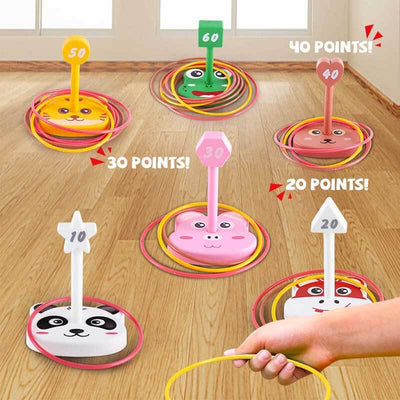 Fidtoy 42PCS Juego de Lanzamiento de Aros y Bolsas de Frijoles para Niños 3+ | Juguete de Aprendizaje de Coordinación Mano-Ojo y Conteo