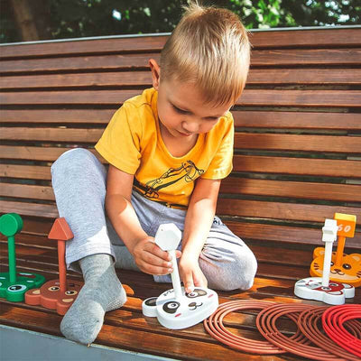 Fidtoy 42PCS Juego de Lanzamiento de Aros y Bolsas de Frijoles para Niños 3+ | Juguete de Aprendizaje de Coordinación Mano-Ojo y Conteo