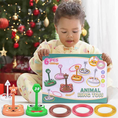 Fidtoy 42PCS Juego de Lanzamiento de Aros y Bolsas de Frijoles para Niños 3+ | Juguete de Aprendizaje de Coordinación Mano-Ojo y Conteo
