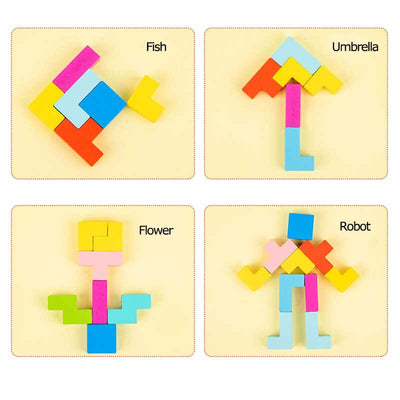 Fidtoy Jouet d'Équilibre en Bois, Blocs de Construction Tetris pour Enfants