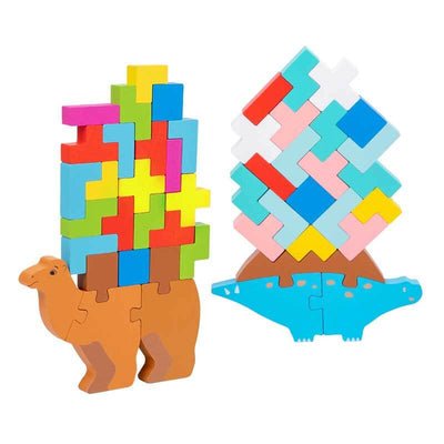 Fidtoy Jouet d'Équilibre en Bois, Blocs de Construction Tetris pour Enfants