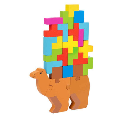 Fidtoy Jouet d'Équilibre en Bois, Blocs de Construction Tetris pour Enfants