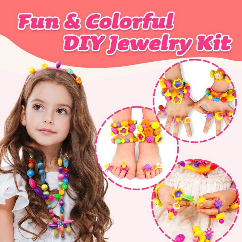 Kit de bijoux Fidtoy Pop Beads pour filles – Jouet créatif pour la fabrication de bracelets et de colliers