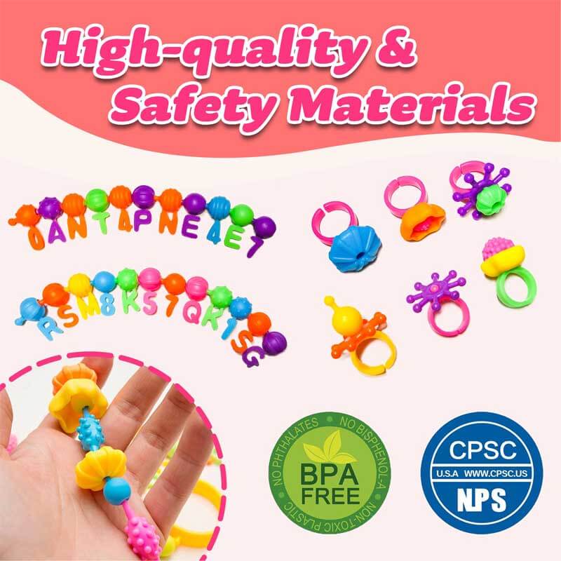 Kit de bijoux Fidtoy Pop Beads pour filles – Jouet créatif pour la fabrication de bracelets et de colliers
