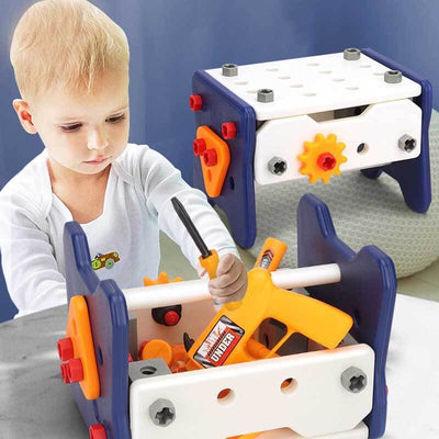 Fidtoy Boîte à Outils de Construction en Bois Jouet Montessori pour Enfants
