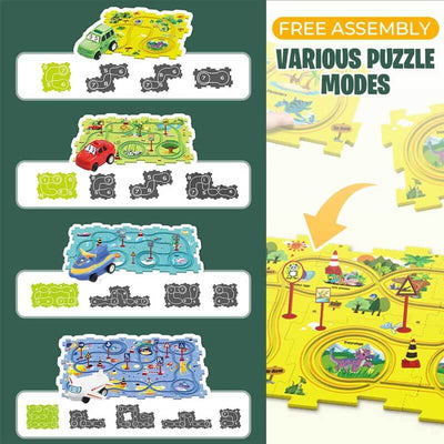 Fidtoy DIY Assembling Electric Trolley Puzzle Track Set – STEM Educational Car Toy for Kids