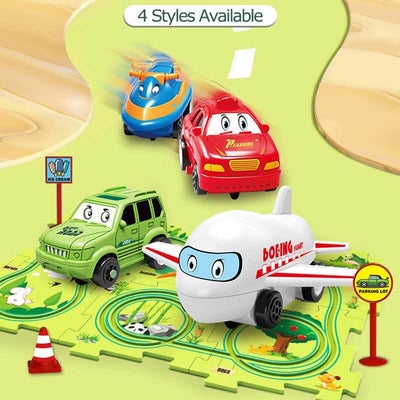 Fidtoy DIY Assembling Electric Trolley Puzzle Track Set – STEM Educational Car Toy for Kids