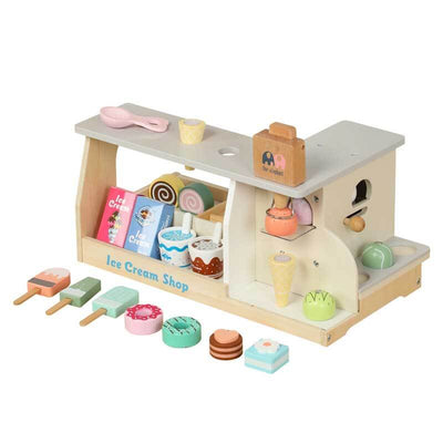 Fidtoy Wooden Ice Cream Playset - Pretend Play Food Toy for Kids
