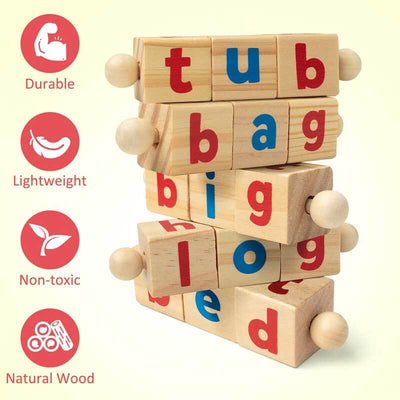 Fidtoy Wooden Spelling Toy Montessori Reading Learning Set for Kids