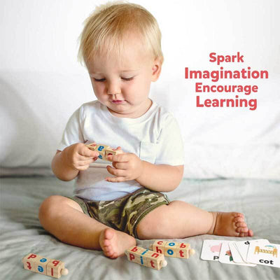 Fidtoy Wooden Spelling Toy Montessori Reading Learning Set for Kids