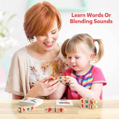 Fidtoy Wooden Spelling Toy Montessori Reading Learning Set for Kids