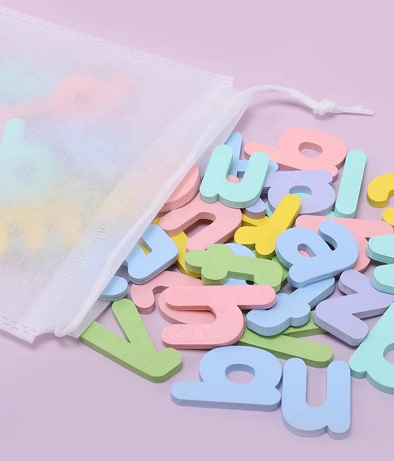 Spelling Game with Movable Wooden Letters and Flashcards – Early Literacy and Word Building Activity for Kids