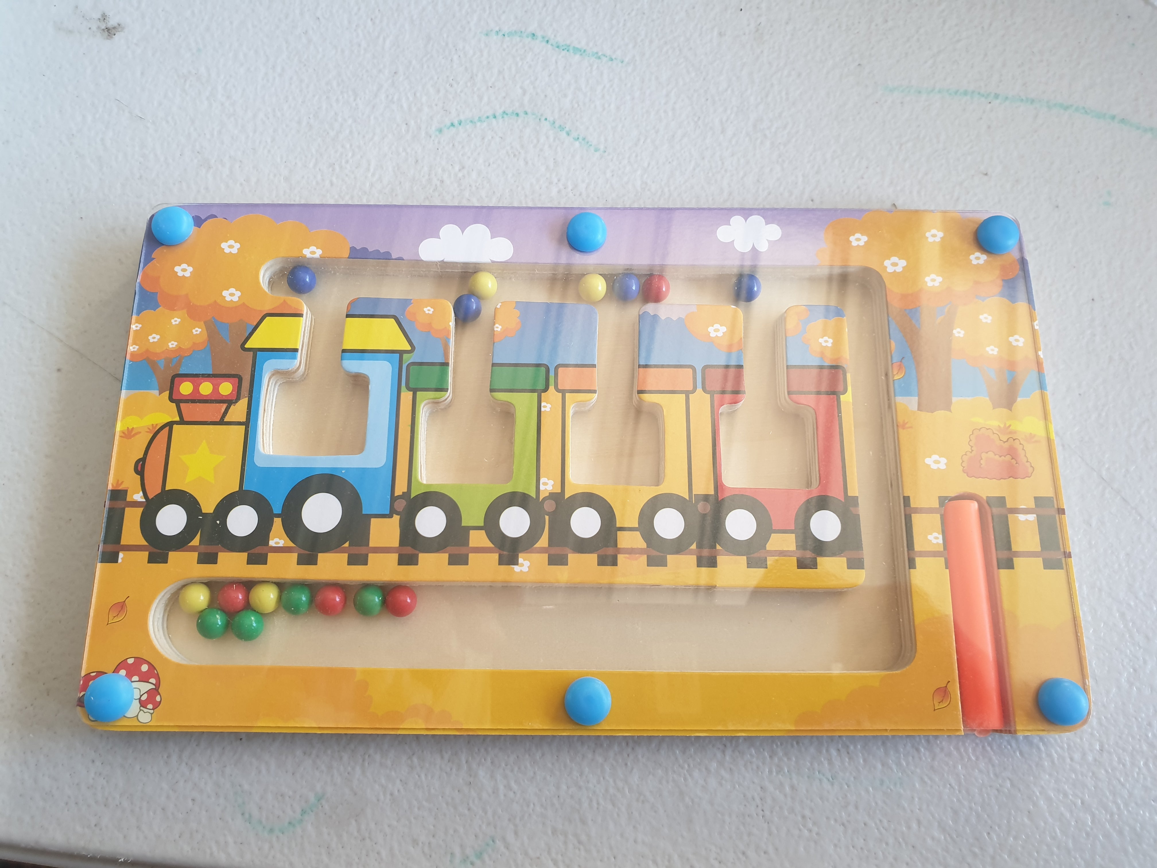 Train Magnetic Beads Pen Sliding Colour Number Sorting Board