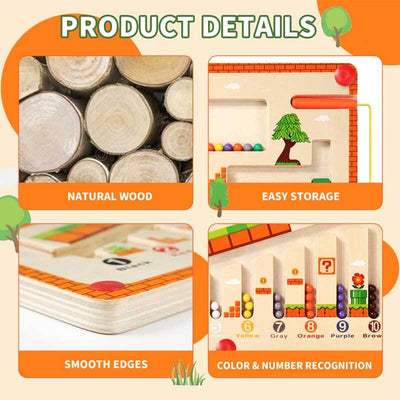 Fidtoy Magnetic Color Number Maze Wooden Learning Toy for Kids