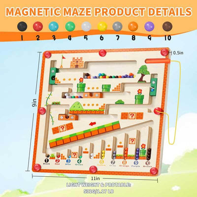 Fidtoy Magnetic Color Number Maze Wooden Learning Toy for Kids