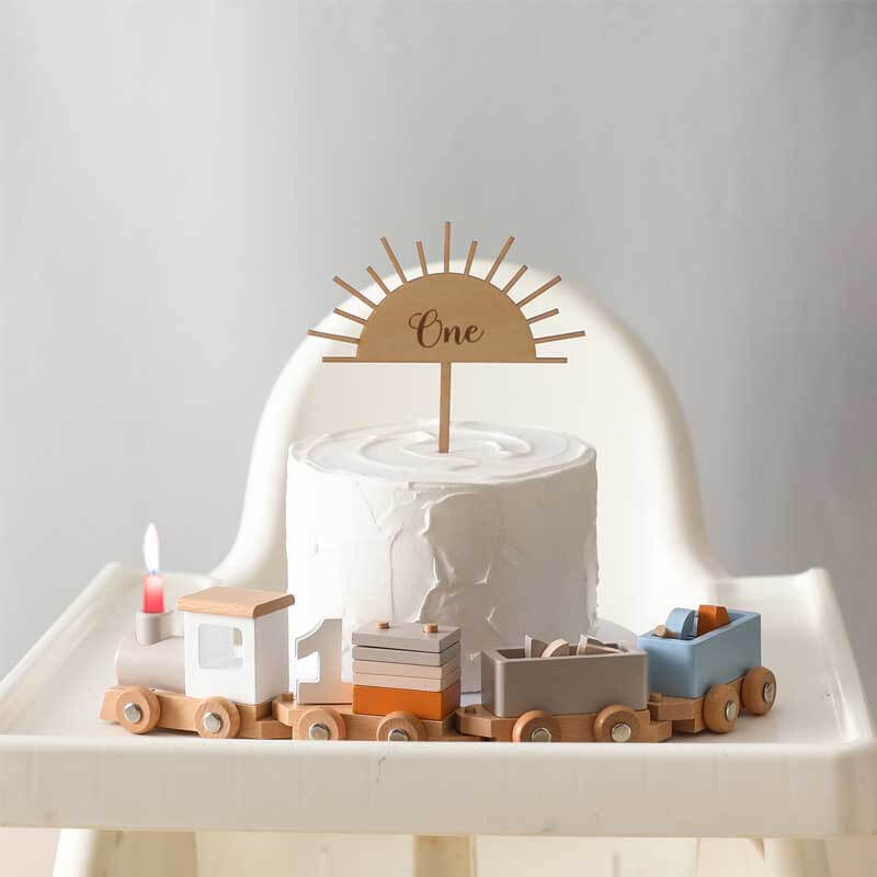 Fidtoy Train d'anniversaire en bois avec blocs numérotés | Jouet d'apprentissage Montessori pour les tout-petits de 1 à 5 ans
