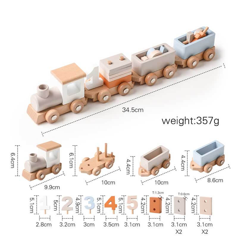Fidtoy Train d'anniversaire en bois avec blocs numérotés | Jouet d'apprentissage Montessori pour les tout-petits de 1 à 5 ans