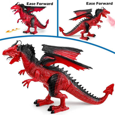 Fidtoy Remote Control Dragon Toy Fire Breathing RC Dragon with Lights Sound Walking Wings Kids Interactive Dinosaur Toy Educational Gift for Boys Girls