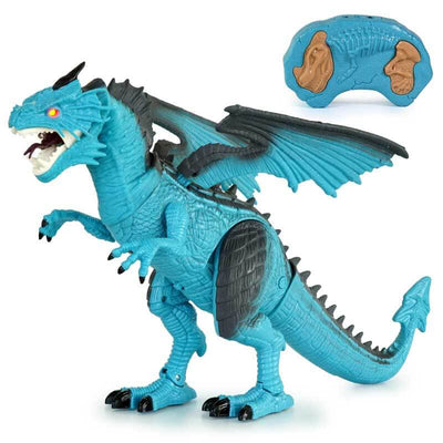 Fidtoy Remote Control Dragon Toy Fire Breathing RC Dragon with Lights Sound Walking Wings Kids Interactive Dinosaur Toy Educational Gift for Boys Girls