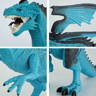 Fidtoy Remote Control Dragon Toy Fire Breathing RC Dragon with Lights Sound Walking Wings Kids Interactive Dinosaur Toy Educational Gift for Boys Girls