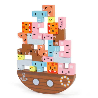 Fidtoy Wooden Animal Balancing Stacking Toy for Toddlers | Montessori Fine Motor Skills Game