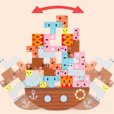 Fidtoy Wooden Animal Balancing Stacking Toy for Toddlers | Montessori Fine Motor Skills Game
