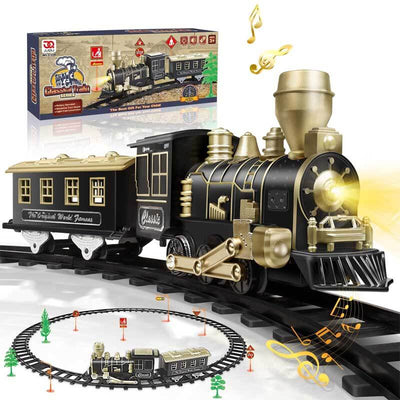 Train électrique Fidtoy avec rails lumineux et effets sonores pour enfants
