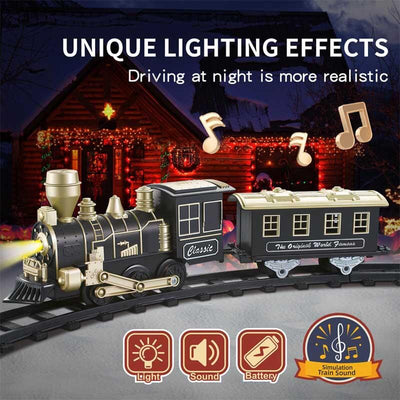 Train électrique Fidtoy avec rails lumineux et effets sonores pour enfants