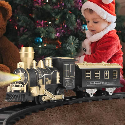 Train électrique Fidtoy avec rails lumineux et effets sonores pour enfants