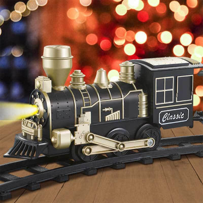 Train électrique Fidtoy avec rails lumineux et effets sonores pour enfants