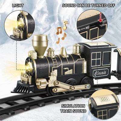 Train électrique Fidtoy avec rails lumineux et effets sonores pour enfants