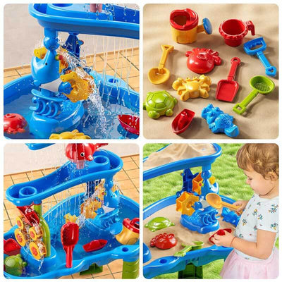 Table de jeu d'eau Fidtoy 3 niveaux pour extérieur, jeu de sable et d'eau