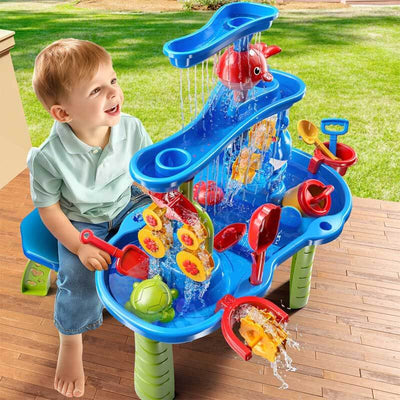 Table de jeu d'eau Fidtoy 3 niveaux pour extérieur, jeu de sable et d'eau