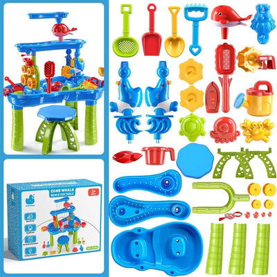 Table de jeu d'eau Fidtoy 3 niveaux pour extérieur, jeu de sable et d'eau
