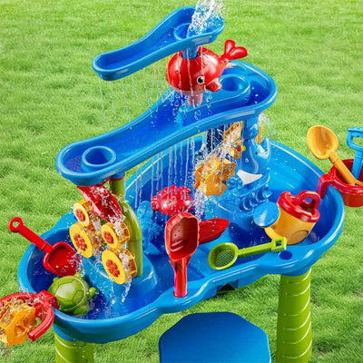 Table de jeu d'eau Fidtoy 3 niveaux pour extérieur, jeu de sable et d'eau