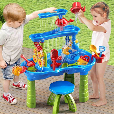 Table de jeu d'eau Fidtoy 3 niveaux pour extérieur, jeu de sable et d'eau