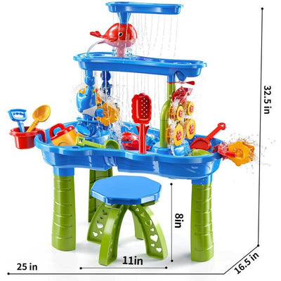 Table de jeu d'eau Fidtoy 3 niveaux pour extérieur, jeu de sable et d'eau