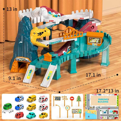 Fidtoy Circuit de Course de Dinosaures pour Enfants de 4 à 8 Ans - Ensemble de Course Créatif