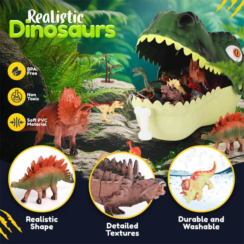 Fidtoy Ensemble de 45 Jouets Dinosaures Figurines du Monde des Dinos
