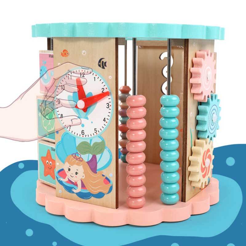 Fidtoy 8-in-1 Wooden Activity Cube – Montessori Multi-Activity Learning Toy for Toddlers